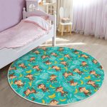 - RealHomes Dijital Baskılı Kaymaz Tabanlı Comfort Çocuk Odası Yuvarlak Halı - Realhomes  Maymun Ve Muz Desenli Çocuk & Genç Odası Makinede Yıkanabilir Kaymaz Tabanlı Yuvarlak Çocuk Halısı Realhomes
