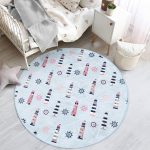 - RealHomes Dijital Baskılı Kaymaz Tabanlı Comfort Çocuk Odası Yuvarlak Halı - Realhomes Deniz Feneri Temalı Çocuk & Genç Odası Makinede Yıkanabilir Kaymaz Tabanlı Yuvarlak Çocuk Halısı Realhomes