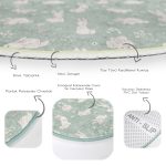 - RealHomes Dijital Baskılı Kaymaz Tabanlı Comfort Çocuk Odası Yuvarlak Halı - Realhomes  Yeşil Zeminde Sevimli Tavşan Desenli Çocuk & Genç Odası Makinede Yıkanabilir Kaymaz Tabanlı Yuvarlak Çocuk Halısı Realhomes