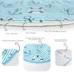 Mavi Çizgili Denizci Tasarımlı Çocuk & Genç Odası Makinede Yıkanabilir Kaymaz Tabanlı Yuvarlak Çocuk Halısı Realhomes