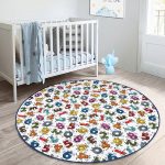 - RealHomes Dijital Baskılı Kaymaz Tabanlı Comfort Çocuk Odası Yuvarlak Halı - Realhomes  Özel Tasarım Rakamlar Çocuk & Genç Odası Makinede Yıkanabilir Kaymaz Tabanlı Yuvarlak Çocuk Halısı Realhomes