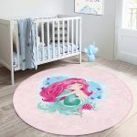- RealHomes Dijital Baskılı Kaymaz Tabanlı Comfort Çocuk Odası Yuvarlak Halı - Realhomes  Denizkızı Desenli Çocuk & Genç Odası Makinede Yıkanabilir Kaymaz Tabanlı Yuvarlak Çocuk Halısı Realhomes