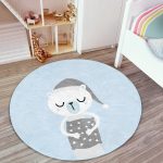 - RealHomes Dijital Baskılı Kaymaz Tabanlı Comfort Çocuk Odası Yuvarlak Halı - Realhomes  Mavi Zeminde Ayıcık Tasarımlı Çocuk & Genç Odası Makinede Yıkanabilir Kaymaz Tabanlı Yuvarlak Çocuk Halısı Realhomes