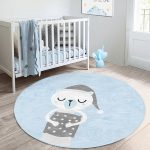 - RealHomes Dijital Baskılı Kaymaz Tabanlı Comfort Çocuk Odası Yuvarlak Halı - Realhomes  Mavi Zeminde Ayıcık Tasarımlı Çocuk & Genç Odası Makinede Yıkanabilir Kaymaz Tabanlı Yuvarlak Çocuk Halısı Realhomes