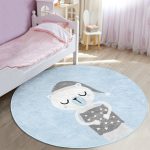 - RealHomes Dijital Baskılı Kaymaz Tabanlı Comfort Çocuk Odası Yuvarlak Halı - Realhomes  Mavi Zeminde Ayıcık Tasarımlı Çocuk & Genç Odası Makinede Yıkanabilir Kaymaz Tabanlı Yuvarlak Çocuk Halısı Realhomes