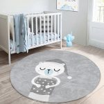 - RealHomes Dijital Baskılı Kaymaz Tabanlı Comfort Çocuk Odası Yuvarlak Halı - Realhomes  Gri Zeminde Ayıcık Tasarımlı Çocuk & Genç Odası Makinede Yıkanabilir Kaymaz Tabanlı Yuvarlak Çocuk Halısı Realhomes