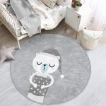 - RealHomes Dijital Baskılı Kaymaz Tabanlı Comfort Çocuk Odası Yuvarlak Halı - Realhomes  Gri Zeminde Ayıcık Tasarımlı Çocuk & Genç Odası Makinede Yıkanabilir Kaymaz Tabanlı Yuvarlak Çocuk Halısı Realhomes