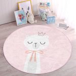 - RealHomes Dijital Baskılı Kaymaz Tabanlı Comfort Çocuk Odası Yuvarlak Halı - Realhomes  Pembe Zemin Uyuyan Ayıcık Desenli Çocuk & Genç Odası Makinede Yıkanabilir Kaymaz Tabanlı Yuvarlak Çocuk Halısı Realhomes