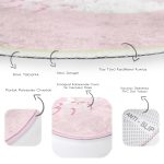 - RealHomes Dijital Baskılı Kaymaz Tabanlı Comfort Çocuk Odası Yuvarlak Halı - Realhomes  Pembe Zeminde Kuğu Motifli Çocuk & Genç Odası Makinede Yıkanabilir Kaymaz Tabanlı Yuvarlak Çocuk Halısı Realhomes