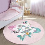 - RealHomes Dijital Baskılı Kaymaz Tabanlı Comfort Çocuk Odası Yuvarlak Halı - Realhomes Pembe Zemin Tatil Temalı Unicorn Desenli Çocuk & Genç Odası Makinede Yıkanabilir Kaymaz Tabanlı Yuvarlak Çocuk Halısı Realhomes