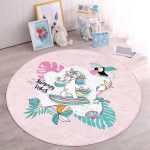 - RealHomes Dijital Baskılı Kaymaz Tabanlı Comfort Çocuk Odası Yuvarlak Halı - Realhomes Pembe Zemin Tatil Temalı Unicorn Desenli Çocuk & Genç Odası Makinede Yıkanabilir Kaymaz Tabanlı Yuvarlak Çocuk Halısı Realhomes