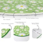 Yeşil Zeminde Papatya Desenli Çocuk & Genç Odası Makinede Yıkanabilir Kaymaz Tabanlı Yuvarlak Çocuk Halısı Realhomes