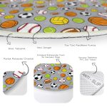 - RealHomes Dijital Baskılı Kaymaz Tabanlı Comfort Çocuk Odası Yuvarlak Halı - Realhomes  Gri Zeminde Spor Topları Çocuk & Genç Odası Makinede Yıkanabilir Kaymaz Tabanlı Yuvarlak Çocuk Halısı Realhomes