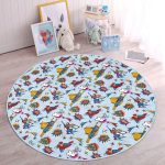- RealHomes Dijital Baskılı Kaymaz Tabanlı Comfort Çocuk Odası Yuvarlak Halı - Realhomes  Beyaz Zeminde Superman Desenli Çocuk & Genç Odası Makinede Yıkanabilir Kaymaz Tabanlı Yuvarlak Çocuk Halısı Realhomes