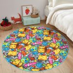 - RealHomes Dijital Baskılı Kaymaz Tabanlı Comfort Çocuk Odası Yuvarlak Halı - Realhomes  Renkli Eşyalar Çocuk & Genç Odası Makinede Yıkanabilir Kaymaz Tabanlı Yuvarlak Çocuk Halısı Realhomes