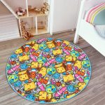 - RealHomes Dijital Baskılı Kaymaz Tabanlı Comfort Çocuk Odası Yuvarlak Halı - Realhomes  Renkli Eşyalar Çocuk & Genç Odası Makinede Yıkanabilir Kaymaz Tabanlı Yuvarlak Çocuk Halısı Realhomes
