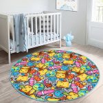 - RealHomes Dijital Baskılı Kaymaz Tabanlı Comfort Çocuk Odası Yuvarlak Halı - Realhomes  Renkli Eşyalar Çocuk & Genç Odası Makinede Yıkanabilir Kaymaz Tabanlı Yuvarlak Çocuk Halısı Realhomes