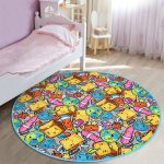 - RealHomes Dijital Baskılı Kaymaz Tabanlı Comfort Çocuk Odası Yuvarlak Halı - Realhomes  Renkli Eşyalar Çocuk & Genç Odası Makinede Yıkanabilir Kaymaz Tabanlı Yuvarlak Çocuk Halısı Realhomes