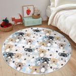 - RealHomes Dijital Baskılı Kaymaz Tabanlı Comfort Çocuk Odası Yuvarlak Halı - Realhomes  Ayıcıklar Çocuk & Genç Odası Makinede Yıkanabilir Kaymaz Tabanlı Yuvarlak Çocuk Halısı Realhomes