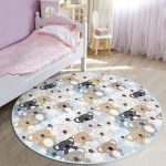 - RealHomes Dijital Baskılı Kaymaz Tabanlı Comfort Çocuk Odası Yuvarlak Halı - Realhomes  Ayıcıklar Çocuk & Genç Odası Makinede Yıkanabilir Kaymaz Tabanlı Yuvarlak Çocuk Halısı Realhomes