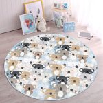 - RealHomes Dijital Baskılı Kaymaz Tabanlı Comfort Çocuk Odası Yuvarlak Halı - Realhomes  Ayıcıklar Çocuk & Genç Odası Makinede Yıkanabilir Kaymaz Tabanlı Yuvarlak Çocuk Halısı Realhomes