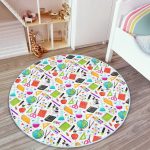- RealHomes Dijital Baskılı Kaymaz Tabanlı Comfort Çocuk Odası Yuvarlak Halı - Realhomes  Matematik Gereçli Çocuk & Genç Odası Makinede Yıkanabilir Kaymaz Tabanlı Yuvarlak Çocuk Halısı Realhomes