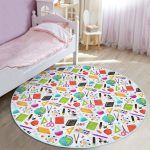 - RealHomes Dijital Baskılı Kaymaz Tabanlı Comfort Çocuk Odası Yuvarlak Halı - Realhomes  Matematik Gereçli Çocuk & Genç Odası Makinede Yıkanabilir Kaymaz Tabanlı Yuvarlak Çocuk Halısı Realhomes