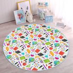 - RealHomes Dijital Baskılı Kaymaz Tabanlı Comfort Çocuk Odası Yuvarlak Halı - Realhomes  Matematik Gereçli Çocuk & Genç Odası Makinede Yıkanabilir Kaymaz Tabanlı Yuvarlak Çocuk Halısı Realhomes