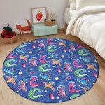 - RealHomes Dijital Baskılı Kaymaz Tabanlı Comfort Çocuk Odası Yuvarlak Halı - Realhomes  Sevimli Dinozorlar Çocuk & Genç Odası Makinede Yıkanabilir Kaymaz Tabanlı Yuvarlak Çocuk Halısı Realhomes