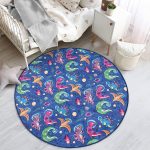 - RealHomes Dijital Baskılı Kaymaz Tabanlı Comfort Çocuk Odası Yuvarlak Halı - Realhomes  Sevimli Dinozorlar Çocuk & Genç Odası Makinede Yıkanabilir Kaymaz Tabanlı Yuvarlak Çocuk Halısı Realhomes
