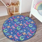 - RealHomes Dijital Baskılı Kaymaz Tabanlı Comfort Çocuk Odası Yuvarlak Halı - Realhomes  Sevimli Dinozorlar Çocuk & Genç Odası Makinede Yıkanabilir Kaymaz Tabanlı Yuvarlak Çocuk Halısı Realhomes
