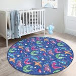 - RealHomes Dijital Baskılı Kaymaz Tabanlı Comfort Çocuk Odası Yuvarlak Halı - Realhomes  Sevimli Dinozorlar Çocuk & Genç Odası Makinede Yıkanabilir Kaymaz Tabanlı Yuvarlak Çocuk Halısı Realhomes