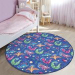 - RealHomes Dijital Baskılı Kaymaz Tabanlı Comfort Çocuk Odası Yuvarlak Halı - Realhomes  Sevimli Dinozorlar Çocuk & Genç Odası Makinede Yıkanabilir Kaymaz Tabanlı Yuvarlak Çocuk Halısı Realhomes