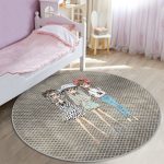 - RealHomes Dijital Baskılı Kaymaz Tabanlı Comfort Çocuk Odası Yuvarlak Halı - Realhomes Fashion Girls Çocuk & Genç Odası Makinede Yıkanabilir Kaymaz Tabanlı Yuvarlak Çocuk Halısı Realhomes
