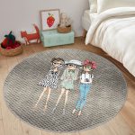 - RealHomes Dijital Baskılı Kaymaz Tabanlı Comfort Çocuk Odası Yuvarlak Halı - Realhomes Fashion Girls Çocuk & Genç Odası Makinede Yıkanabilir Kaymaz Tabanlı Yuvarlak Çocuk Halısı Realhomes