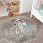 - RealHomes Dijital Baskılı Kaymaz Tabanlı Comfort Çocuk Odası Yuvarlak Halı - Realhomes Fashion Girls Çocuk & Genç Odası Makinede Yıkanabilir Kaymaz Tabanlı Yuvarlak Çocuk Halısı Realhomes