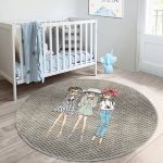 - RealHomes Dijital Baskılı Kaymaz Tabanlı Comfort Çocuk Odası Yuvarlak Halı - Realhomes Fashion Girls Çocuk & Genç Odası Makinede Yıkanabilir Kaymaz Tabanlı Yuvarlak Çocuk Halısı Realhomes