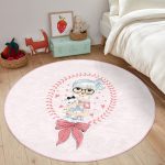 - RealHomes Dijital Baskılı Kaymaz Tabanlı Comfort Çocuk Odası Yuvarlak Halı - Realhomes  Fashion Girl Çocuk & Genç Odası Makinede Yıkanabilir Kaymaz Tabanlı Yuvarlak Çocuk Halısı Realhomes