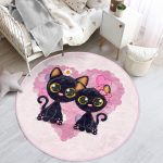 - RealHomes Dijital Baskılı Kaymaz Tabanlı Comfort Çocuk Odası Yuvarlak Halı - Realhomes  Kedi Desen Çocuk & Genç Odası Makinede Yıkanabilir Kaymaz Tabanlı Yuvarlak Çocuk Halısı Realhomes