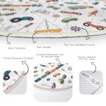 Araba Uçak Tren Oyuncak Desenli Çocuk & Genç Odası Makinede Yıkanabilir Kaymaz Tabanlı Yuvarlak Çocuk Halısı Realhomes