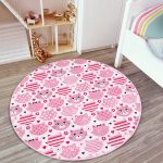 - RealHomes Dijital Baskılı Kaymaz Tabanlı Comfort Çocuk Odası Yuvarlak Halı - Realhomes  Pembe Kedi Figürlü Baskılı Çocuk & Genç Odası Makinede Yıkanabilir Kaymaz Tabanlı Yuvarlak Çocuk Halısı Realhomes