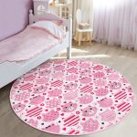 - RealHomes Dijital Baskılı Kaymaz Tabanlı Comfort Çocuk Odası Yuvarlak Halı - Realhomes  Pembe Kedi Figürlü Baskılı Çocuk & Genç Odası Makinede Yıkanabilir Kaymaz Tabanlı Yuvarlak Çocuk Halısı Realhomes