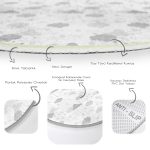 - RealHomes Dijital Baskılı Kaymaz Tabanlı Comfort Çocuk Odası Yuvarlak Halı - Realhomes  Gri Bulut Desenli Çocuk & Genç Odası Makinede Yıkanabilir Kaymaz Tabanlı Yuvarlak Çocuk Halısı Realhomes