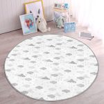 - RealHomes Dijital Baskılı Kaymaz Tabanlı Comfort Çocuk Odası Yuvarlak Halı - Realhomes  Gri Bulut Desenli Çocuk & Genç Odası Makinede Yıkanabilir Kaymaz Tabanlı Yuvarlak Çocuk Halısı Realhomes