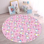 - RealHomes Dijital Baskılı Kaymaz Tabanlı Comfort Çocuk Odası Yuvarlak Halı - Realhomes  Pembe Çizgili Zeminde Sevimli Tavşan Çocuk & Genç Odası Makinede Yıkanabilir Kaymaz Tabanlı Yuvarlak Çocuk Halısı Realhomes