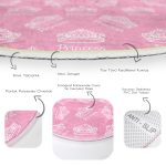 Prenses Tacı Motifli Çocuk & Genç Odası Makinede Yıkanabilir Kaymaz Tabanlı Yuvarlak Çocuk Halısı Realhomes