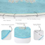 - RealHomes Dijital Baskılı Kaymaz Tabanlı Comfort Çocuk Odası Yuvarlak Halı - Realhomes  Mavi Zemin Papatyadan Kelebek Tasarımlı Çocuk & Genç Odası Makinede Yıkanabilir Kaymaz Tabanlı Yuvarlak Çocuk Halısı Realhomes