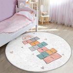 - RealHomes Dijital Baskılı Kaymaz Tabanlı Comfort Çocuk Odası Yuvarlak Halı - Realhomes  Renkli Seksek Temalı Eğitici Oyun Çizimli Çocuk & Genç Odası Makinede Yıkanabilir Kaymaz Tabanlı Yuvarlak Çocuk Oyun Halısı Realhomes