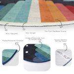 - RealHomes Dijital Baskılı Kaymaz Tabanlı Comfort Çocuk Odası Yuvarlak Halı - Realhomes  Renkli Çizgiler Gökyüzü Tasarımlı Çocuk & Genç Odası Makinede Yıkanabilir Kaymaz Tabanlı Yuvarlak Çocuk Oyun Halısı Realhomes