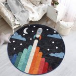 - RealHomes Dijital Baskılı Kaymaz Tabanlı Comfort Çocuk Odası Yuvarlak Halı - Realhomes  Renkli Çizgiler Gökyüzü Tasarımlı Çocuk & Genç Odası Makinede Yıkanabilir Kaymaz Tabanlı Yuvarlak Çocuk Oyun Halısı Realhomes